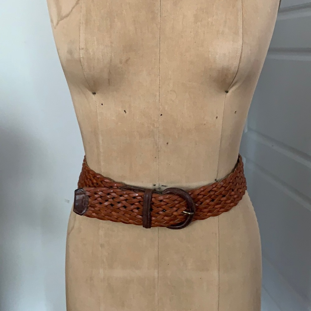 Vintage leather braided belt 32” fits up to 29W - Picture 2 of 6